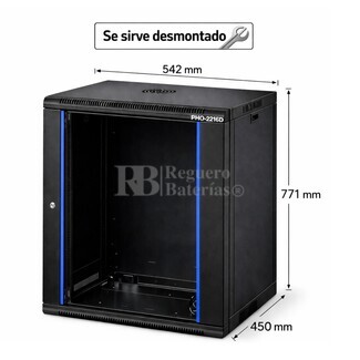 Armario Rack 16U 542x450 mm desmontado | Mural Phasak ECO PHO 2216-D